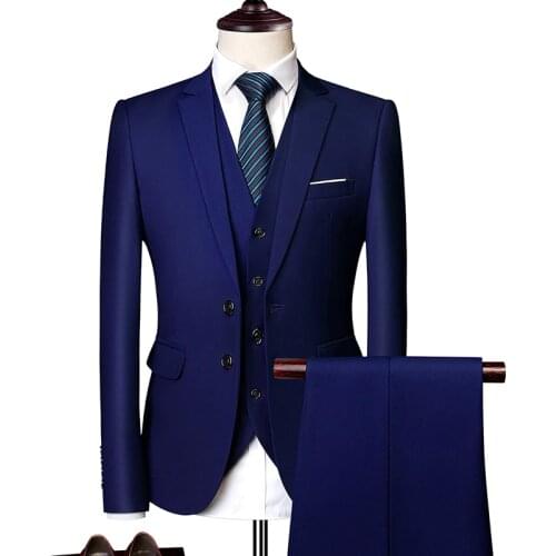 Suit suit male 2021 spring and autumn high-end custom business blazers three-piece / Slim large size. multi-color boutique suit
