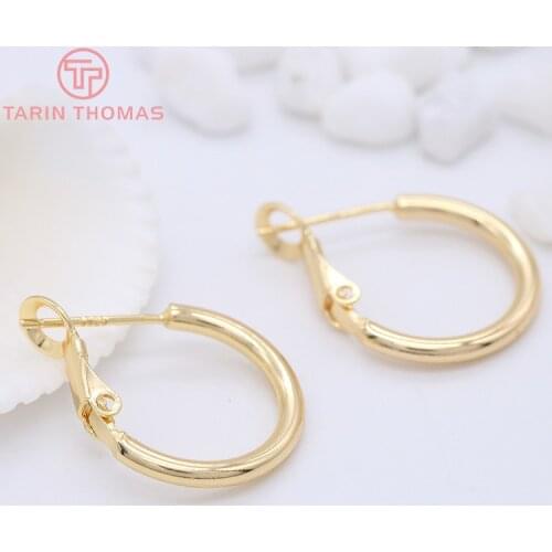4PCS 10PCS 18x24MM Thickness 1.6MM 2MM 24K Gold Color Brass Round Earrings Hoop High Quality DIY Jewelry Making Findings