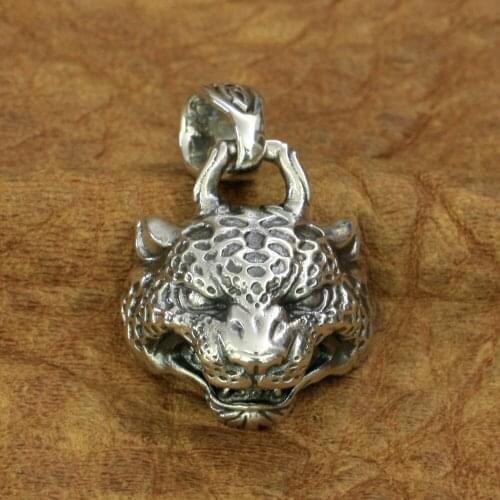 Details Leopard Panther Pendant 925 Sterling Silver Mens Biker Pendant TA54
