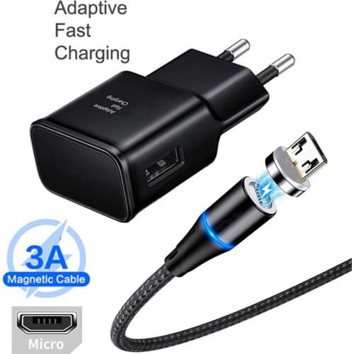For Samsung C9 Charger Magnetic Power Adapter Micro USB C Data Cable For Galaxy S6 S7 Edge S8 A21s Note 4 5 J2 J3 J5 J7 A3 A5 A7