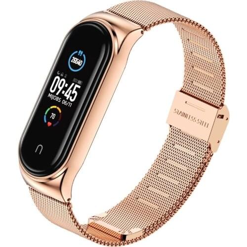 For Amazfit Band 5 Strap Wrist Metal Bracelet Screwless Stainless Steel MIband for Mi Band 5 6 Strap Wristbands Pulseira