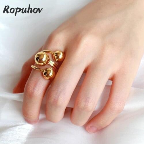 ROPUHOV 2021 Jewery Trendy Korean Super Fire Same Fine Golden Ball Interstellar Orbit Minimalist Adjustable Ring Sterling Silver