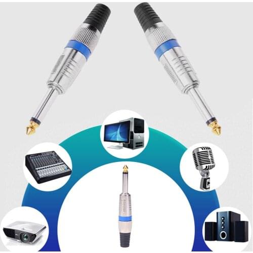 Mono 6.35mm 1/4 Inch Nickel Plated Male Audio Sound Mic Jack Plug Connector