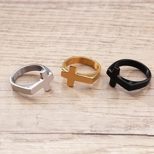 Christian Cross Ring Men Women Punk Simple Couple Rings Stainless Steel Ring Fashion Jewelry Couple Gift Best Gift