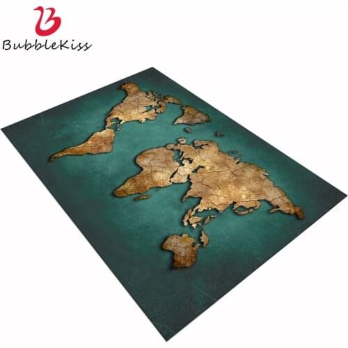 Bubble Kiss Soft Carpet And Rug For Home Living Room American Retro Green Gold Old World Map Door Mat Bedroom Living Room Carpet