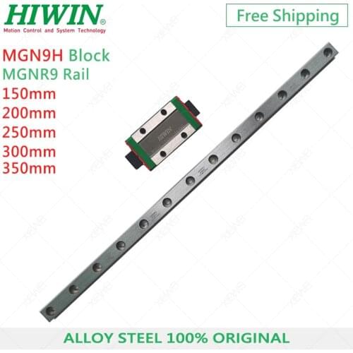 Free Shipping alloy steel HIWIN MGNR9 guideway rail 150mm 200mm 250mm 300mm 350mm with MGN9H carriages Long guide block for CNC