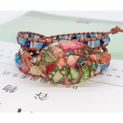2021New Colorful Turquoise Woven Bracelet Bohemia DIY Bracelet Natural Stone Bracelet Womens Bracelet Gift Wholesale