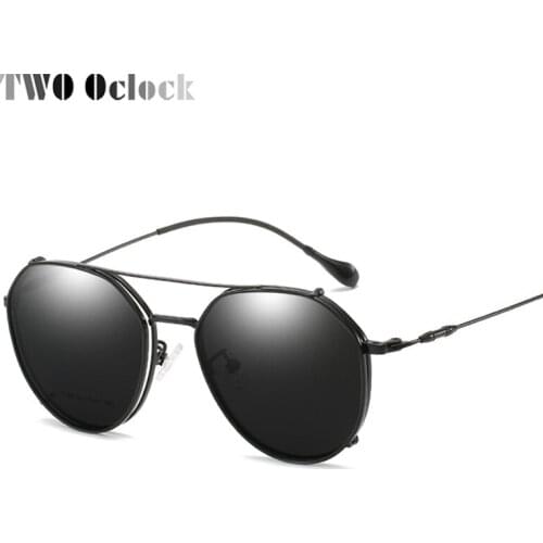 TWO Oclock 2 In 1 Prescription Sunglasses Myopia Ladies Metal Frame Clip On Glasses Eyeglass Sunshades For Glasses Z1786