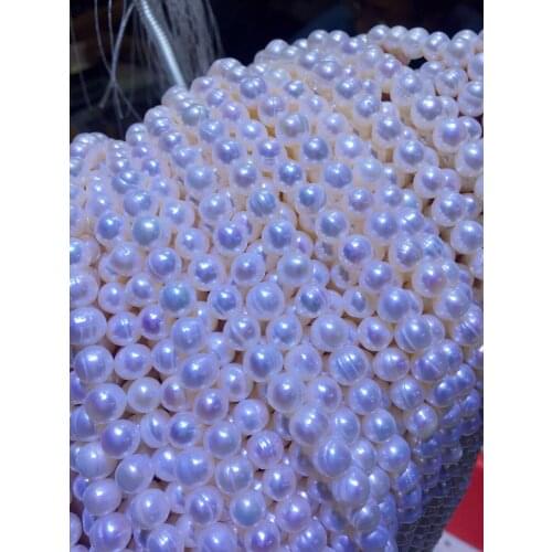 Wholesale 8-9MM Real Cultured Freshwater Potato Shape White Color Pearl Necklace Strand String Jewelry Beads Accessory 10pcs/lot