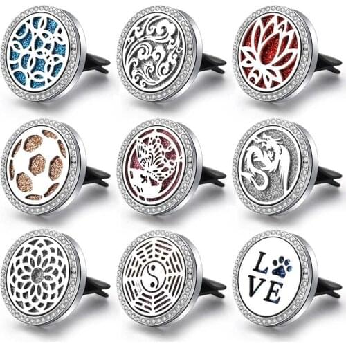 Aroma Zircon Car Air Car Freshener Perfume Locket Stainless Steel Essential Oil Diffuser Car Pendant Car Air Outlet Clip Jewelry