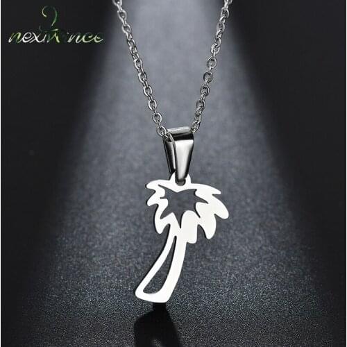 Nextvance Stainless Steel Plam Tree Tattoo Necklaces Coconut Trees Pendant Necklace For Women Men Gift Bijoux