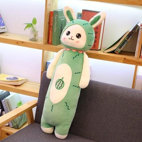 50-110cm cute fruit bunny plush back cushion soft stuffed pink strawberry pink plush long pillow as Xmas gift for kids