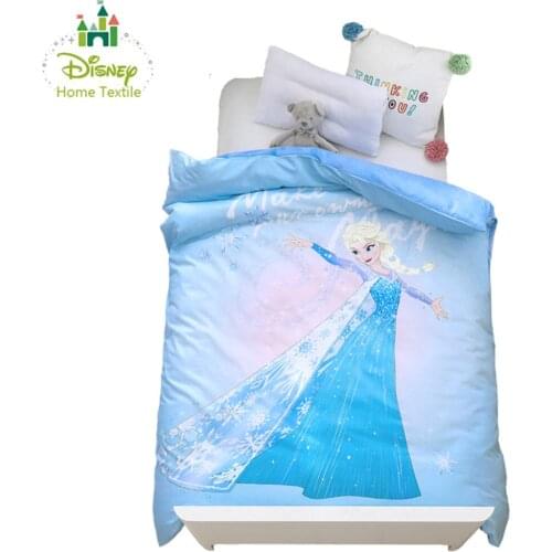 Blue Frozen Elsa Princess Quilt Duvet Covers for Girls Bedding Baby Kids Comforters Cotton Polyester 120*150cm Bedspread Disney