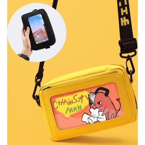 Anime Chainsaw Man Pochita Portable Mobile Phone Coin Purse Unisex Students School Mini Crossbody Messenger Shoulder Bag Gifts