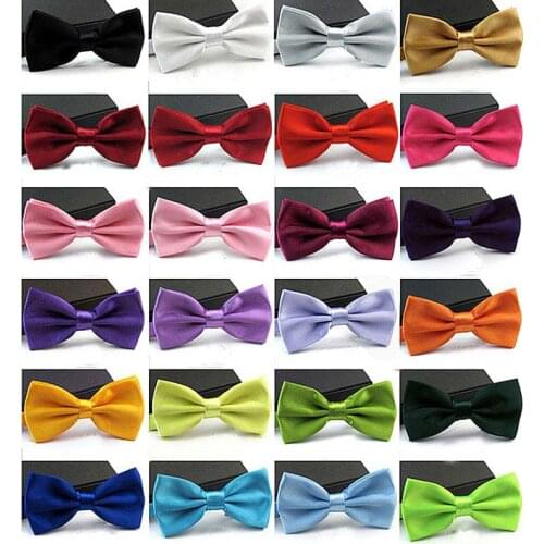 Wedding Party Satin Plain Classic Bowtie Smart Prom Bow Tie Necktie Mens Dress Pre-Tied Formal Adjustable Clip-on