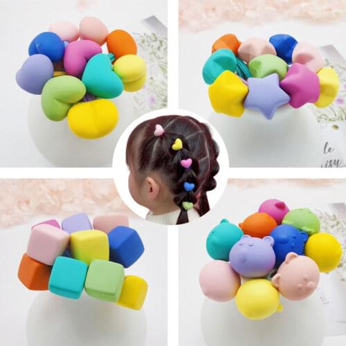 10PCS/Set Girl Frosted Beads Kids Headwear Scrunchie Elastic Rope Candy Colors Vintage Rubber Bands For Hair Loop Accessories