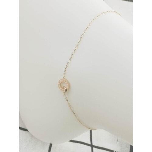 Roman circle classic luxury women fashion stainless steel anklet bracelet