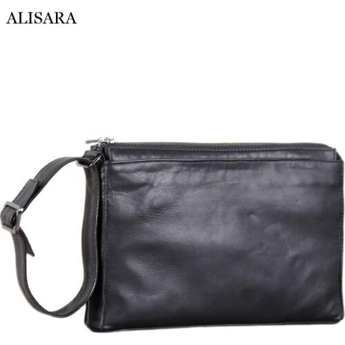 Luxury Mens Clutch Bag First Layer Cow Leather Top Quality Male Casual Business Small Storage Hand Bag Cell Phone Wallets