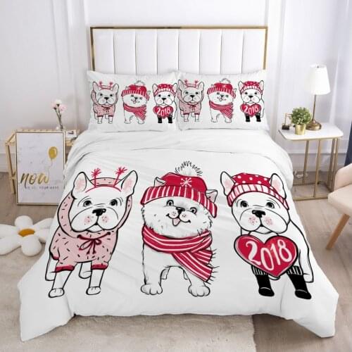Christmas santa claus Duvet cover set 240x220 200x200 Bedding set Twin Queen King Double Bed linens Quilt cover Bedclothes dog