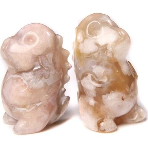 Pink Dinosaur Natural Cherry Stone Animals Decoration 23*27*40 MM Wholesale Carved Craft For DIY Making Jewelry Home Adornment