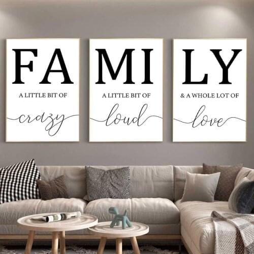 Nordic Minimalist Letter Family Quote Love Canvas Painting Family Sign Posters and Prints Wall Art Picture for Living Room Decor