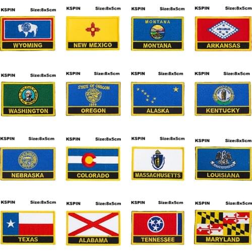 U.S.A Rentangle Shape Flag Patches Wyoming New Mexico Montana Arkansas Washington Oregon Alaska Kentucky