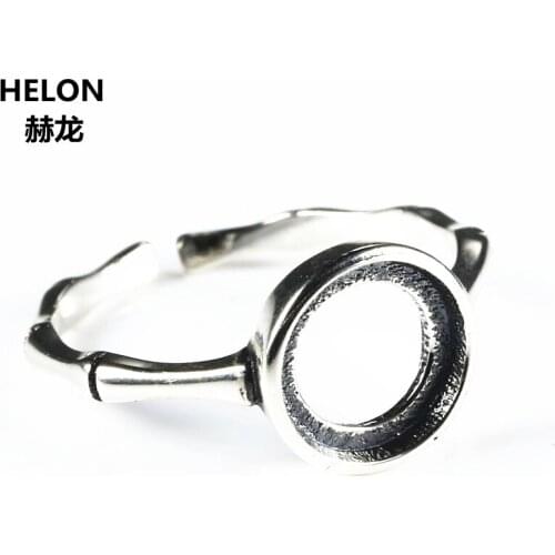 Sterling Silver 925 Round Cabochon 6x6mm or 8x8mm Semi Mount Engagement Wedding Ring for Amber Agate Turquoise Fine Jewelry