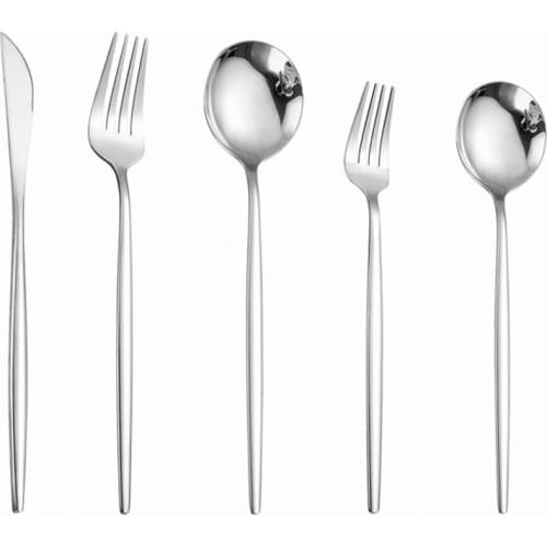 Silver Stainless Steel Cutlery Western Dinner Set Fork Spoon Knife Set Kitchen Travel Dinnerware Golden Utensils Dropshipping