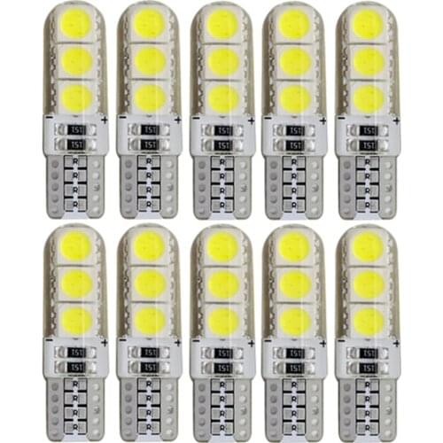 10x Silicone waterproof T10 W5W 5W5 LED Bulb Car Signal Light Interior Dome Reading Lamps Wedge Side Clearance Lights 12V 7000K