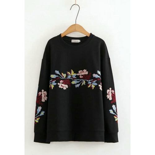 3XL Plus size Womens Obese Girl New Ladies Loose Large Embroidery Long-sleeve Sweatshirts Femme Harajuku Tracksuits