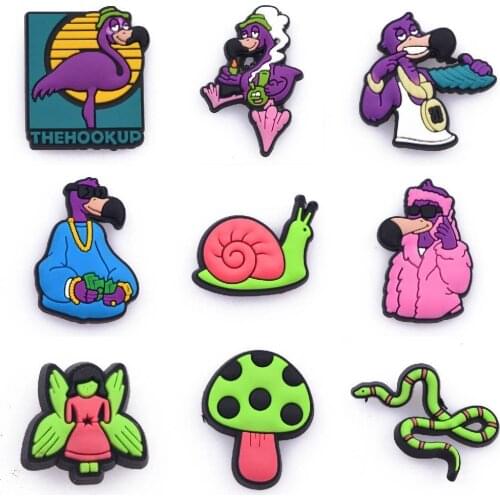 New Designer 1 Pcs PVC Croc Shoe Charms Kids Cartoon Dogs Shoes Decorations Toys Bird Bracelet Accessories Watermelon Flower