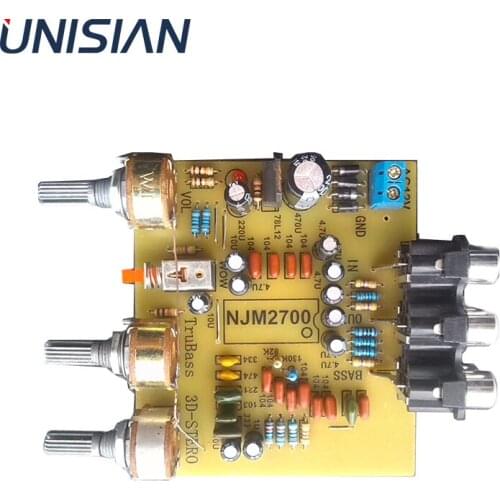 UNISIAN NJM2700 3D SRS Tone Board SRS Audio Processor 2.1 Channels Signal Preamplifier For Car Audio System VOL/BASS/3D-Strero