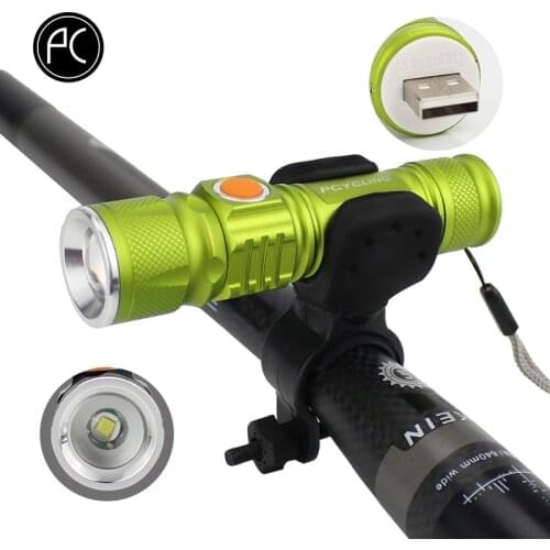 PCycling Bike Light 2000 Lumen Super Light USB Rechargeable T6 LED Bicycle Waterproof Built-in Battery Head Front Flashlight