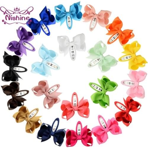 Nishine Children Soft Ribbon Bowknot Hairpins Baby Girls Bow BB Clip Princess Hair Accessories Headwear Kids Birthday Gift