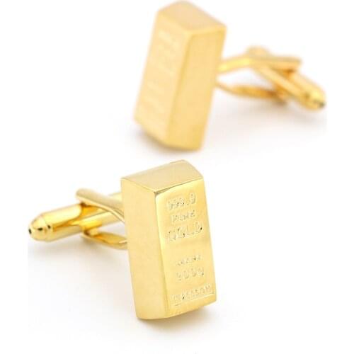 Fashion Design Gold Brick Cufflinks For Men Quality Copper Material Golden Color Cuff Links Wholesale&retail