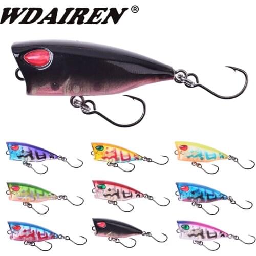 1Pcs Mini Popper Fishing Lures 4cm 3.5g Topwater Fly Wobblers Artificial Plastic Hard Bait Japan Crankbait Small Minnow Bass