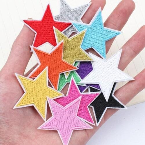 12 Colors Stars Embroidery Patch Fabric Sticker For DIY Clothing Bags Decoration Fabric Adhesive Repair Labels
