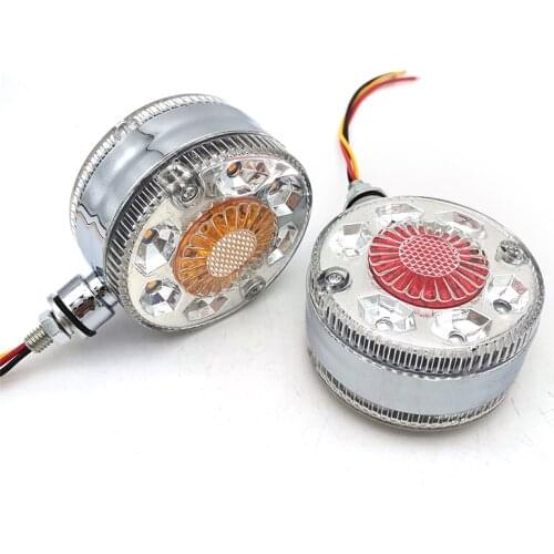 2pcs Round LED Truck Trailer Double Face Turn Signal Brake Pedestal Fender Light