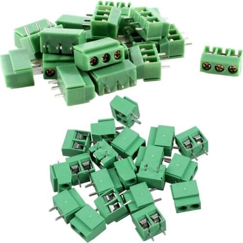 LBER 20 Pcs 3 Pin & 20Pcs 2 Pole 5Mm Pitch Pcb Mount Screw Terminal Block Ac 250V 8A