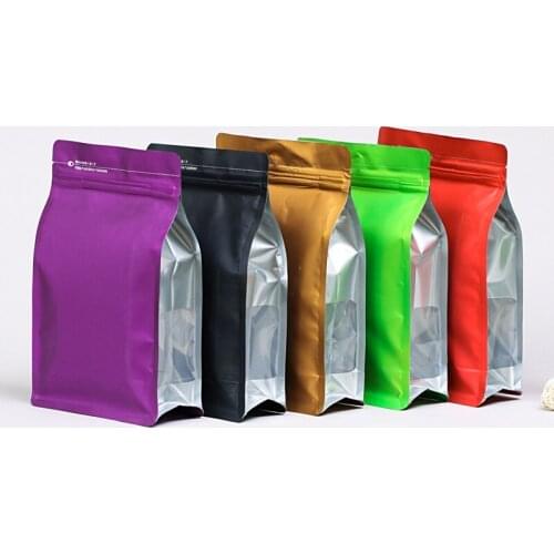200pcs/lot Heat Seal Colorful Lamination Aluminum Foil Ziplock Packaging Bag Top Open Eight Side Seal Zipper Bag