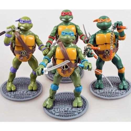 4PCS Set Turtle Action Figure Cartoon Tartaruga Turtles Leo Raph Mikey Toys For Children Anime Figure PVC Model Doll