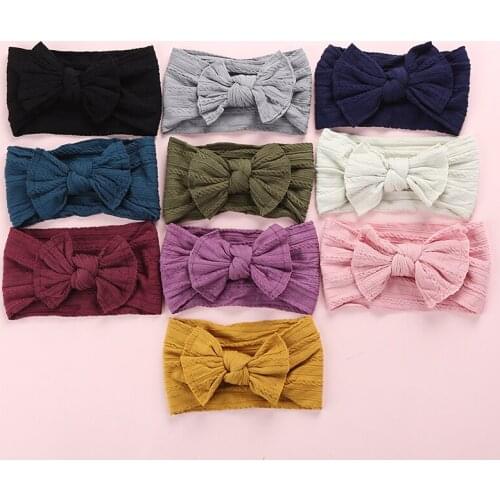 9pcs Newborn Baby Bows Nylon Headbands Girls Cable Knit Knot Wide Turbans Headwraps Princess Knots Head Wears 16*9cm 10pcs/lot