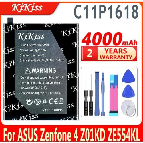 KiKiss C11P1618 Phone Battery For ASUS Zenfone 4 Z01KD ZE554KL ZenFone 5Q Lite ZC600KL X017DA Z01KDA Z01KS X017D Battery
