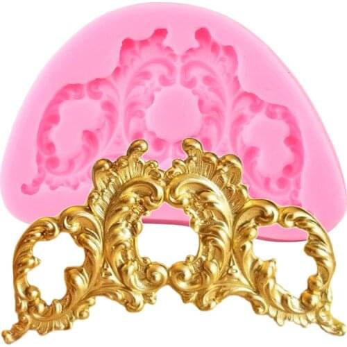 Baroque Scroll Relief Silicone Molds Fondant Cake Decorating Tools Cupcake Topper Molds Chocolate Gumpaste Mould Candy Clay Mold
