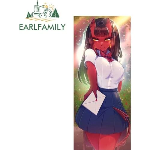 EARLFAMILY 13cm x 5.8cm for Meru Blush Devil Note Car Sticker Motorcycle Car Bumper Window Anime JDM Accessories Trunk Decal