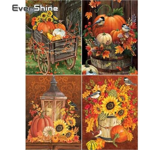EverShine 5D Diamond Painting Full Square Halloween Diamond Embroidery Pumpkin Rhinestones Art Cross Stitch Kits Hobby Gift