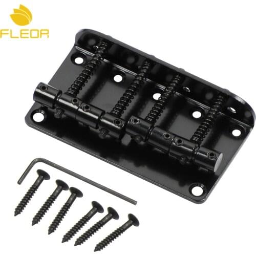 FLEOR Black Classic Bass Bridge 4 String Saddle Bridge Metal for Electric Guitar Bass Accessories Parts
