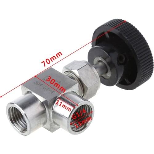 1/4" BSP Equal Female Thread 304 Stainless Steel Flow Control Shut Off Needle Valve