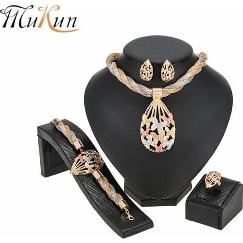 Exquisite Dubai Gold Colorful Jewelry Set Nigerian Wedding woman accessories jewelry set African Beads costume Jewelry Set