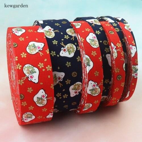 Kewgarden 5cm 1cm 16 25mm 1" 2" Cartoon Bronzing Layering Cloth Ribbons DIY Bow tie Corsage Riband Handmade Tape Webbing 5 Meter